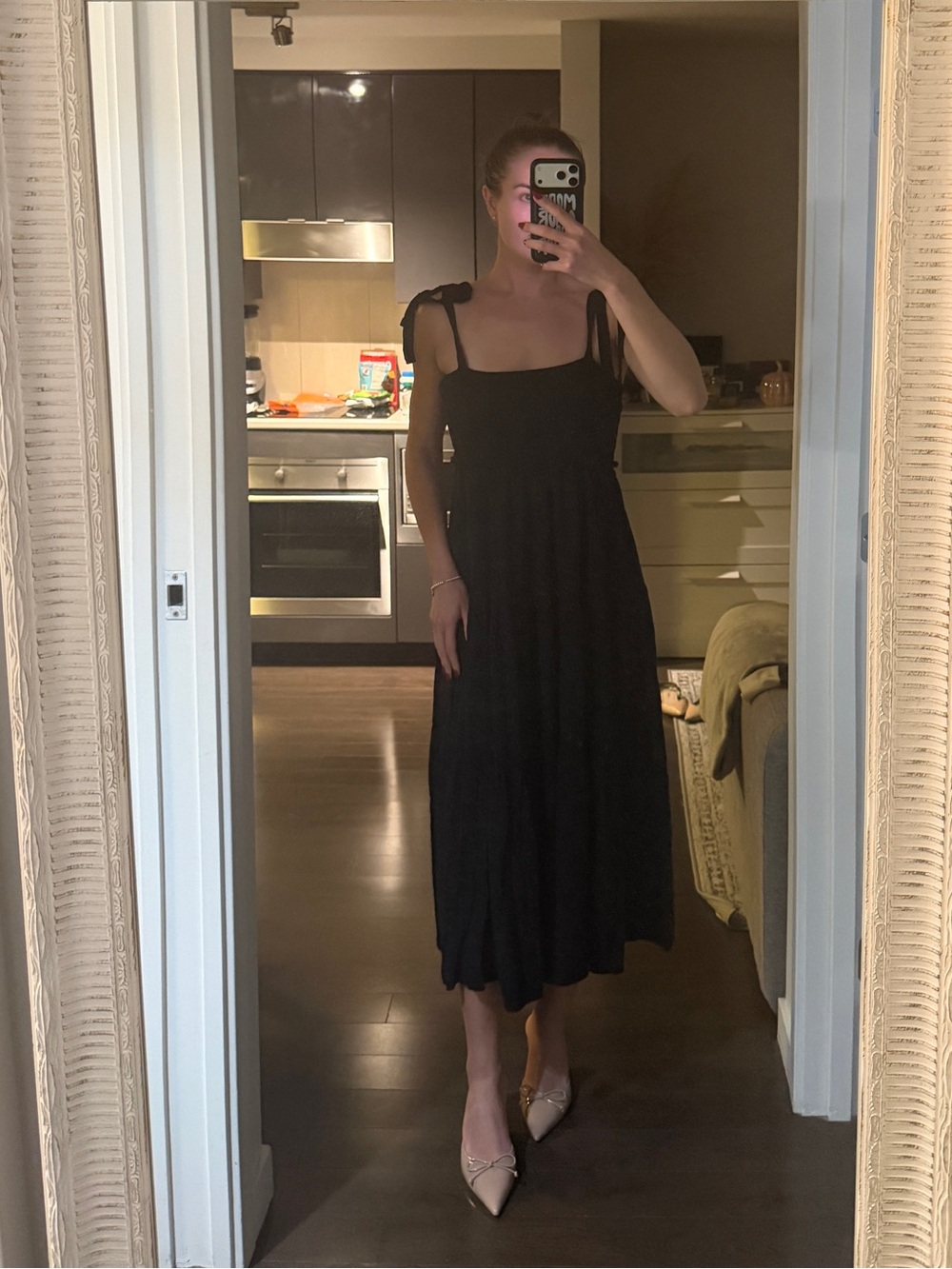 Zara Black Tie-Shoulder Maxi Dress